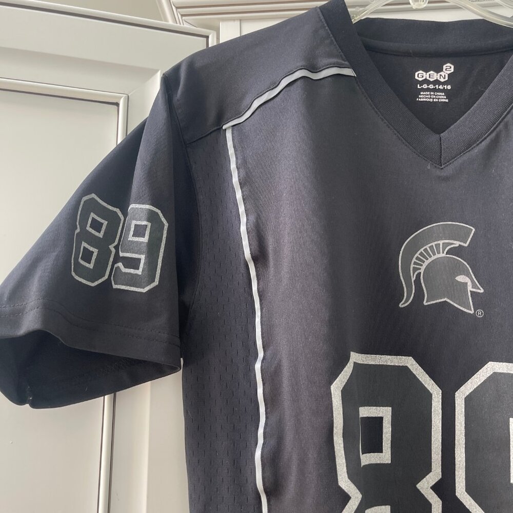 Gen 2 Michigan State Spartans #89 Fan Black Out NCAA Jersey Youth Boys Size L - Picture 6 of 8